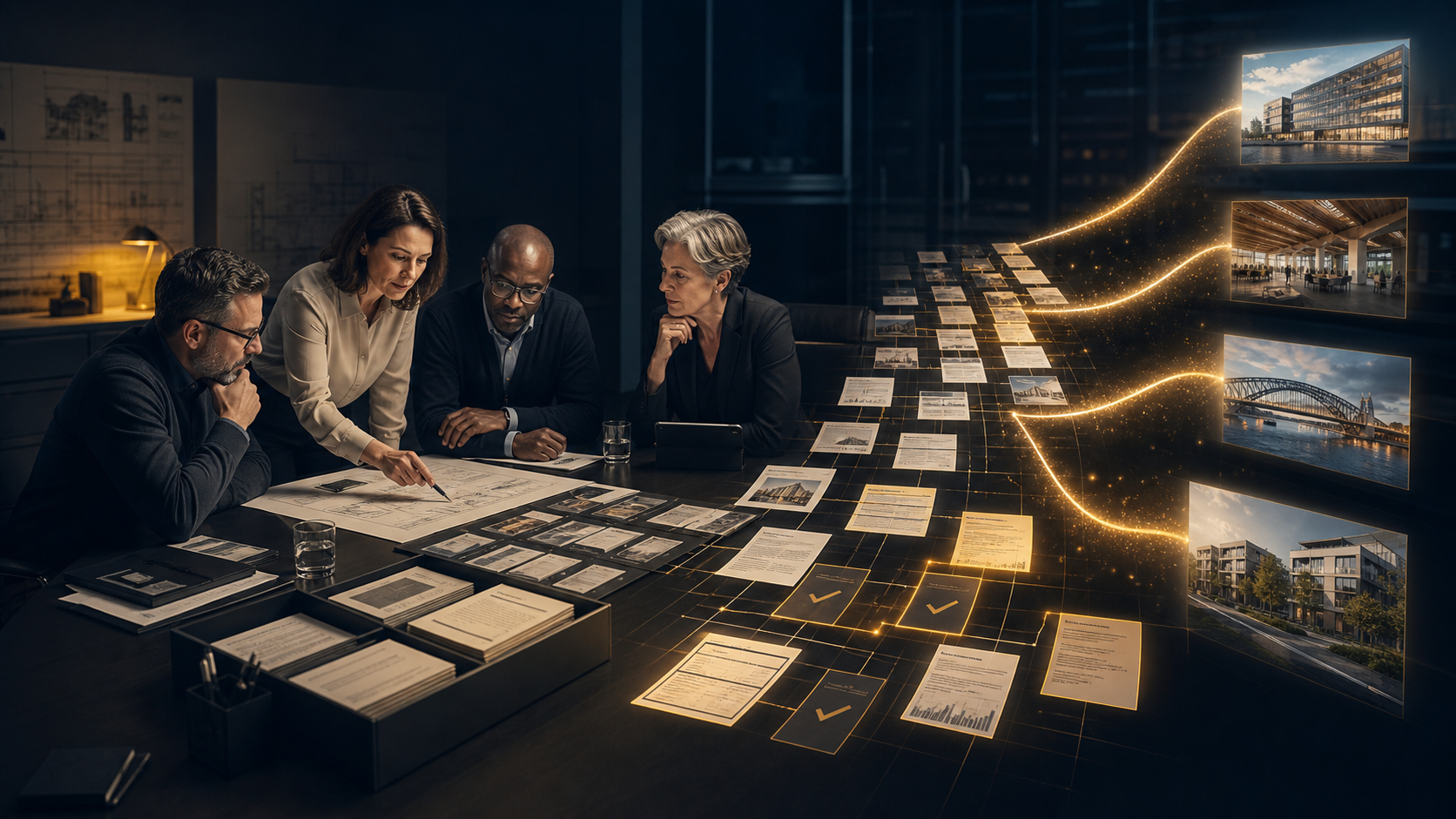 A bid team using shared organisational knowledge to pursue several opportunities
