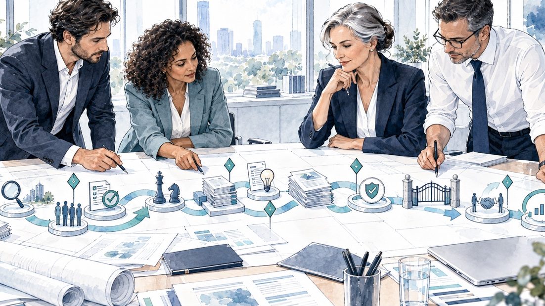 A bid team redesigning an end-to-end process around human decisions and AI-assisted work.