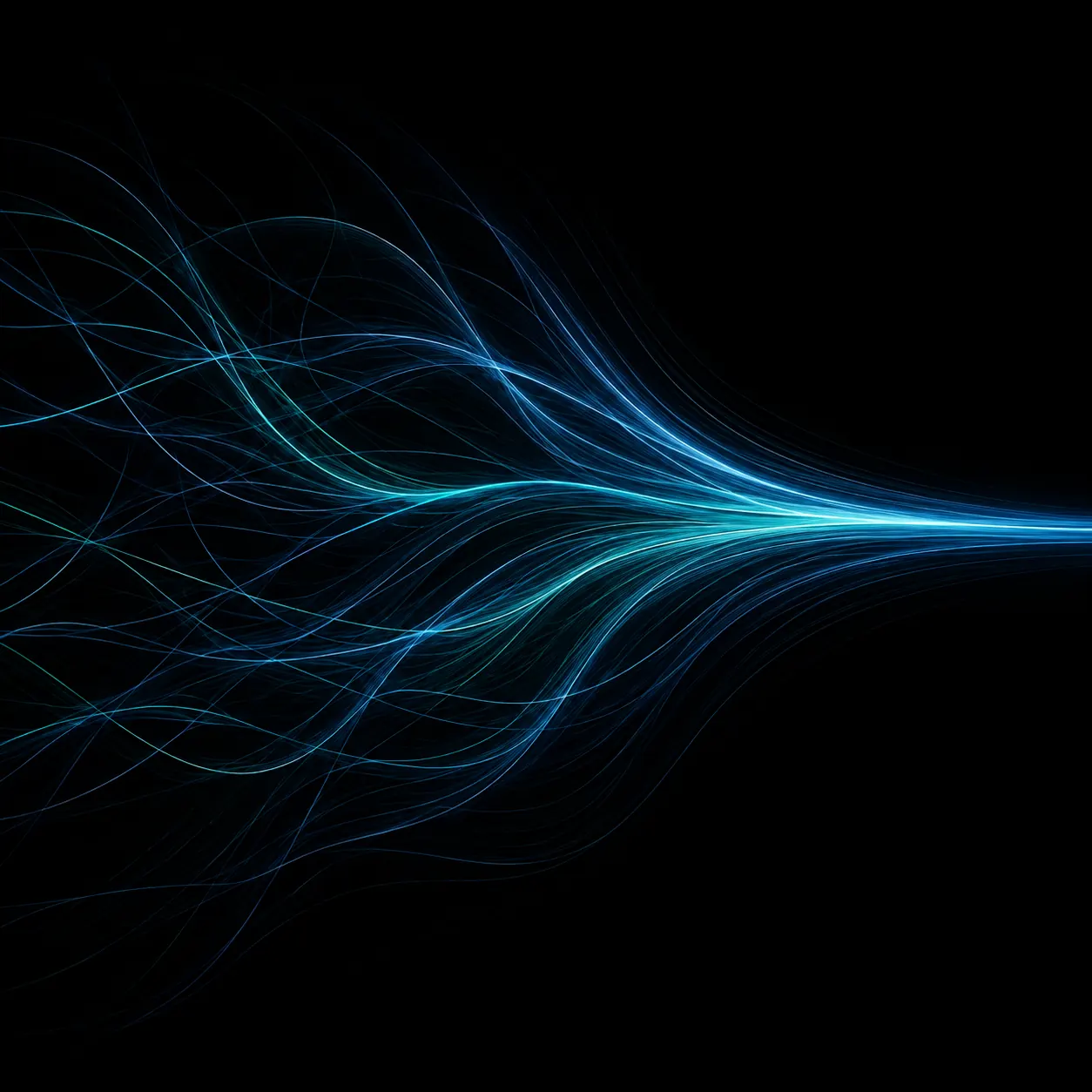 Abstract blue lines gathering into one directed flow